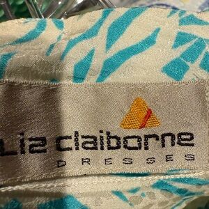 Liz Claiborne Turquoise and Ivory Patterned Dress